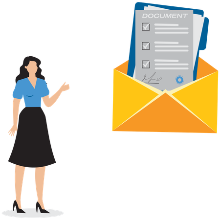 Businesswoman showing mail document  Illustration