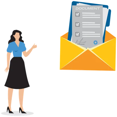 Businesswoman showing mail document  Illustration