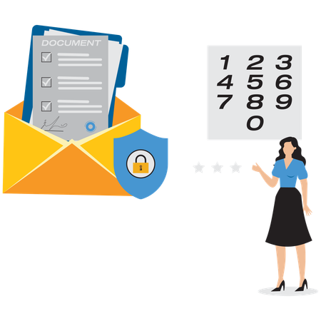 Businesswoman showing mail password  Illustration