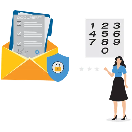 Businesswoman showing mail password  Illustration