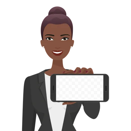 Businesswoman showing mobile  Illustration