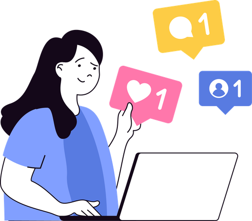 Businesswoman showing number of followers on social media  Illustration