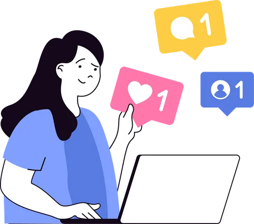 Businesswoman showing number of followers on social media  Illustration