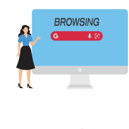 Businesswoman showing online browsing  Illustration