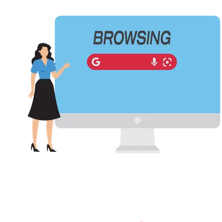 Businesswoman showing online browsing  Illustration