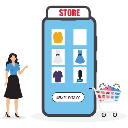 Businesswoman showing purchase on mobile  Illustration