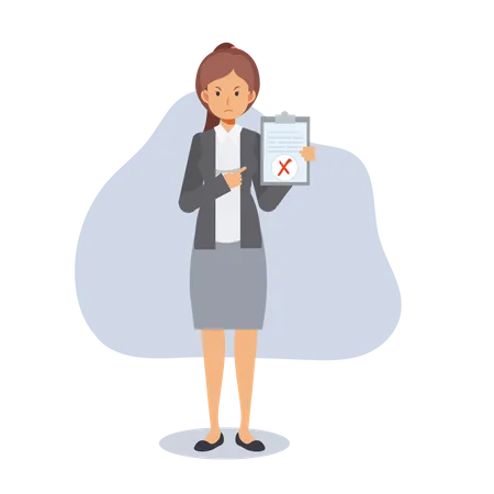 Businesswoman In A Formal Wear Office Workers With Clipboards Emotion Flat Vector Cartoon Character Illustration イラスト
