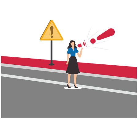 Businesswoman showing road danger  Illustration