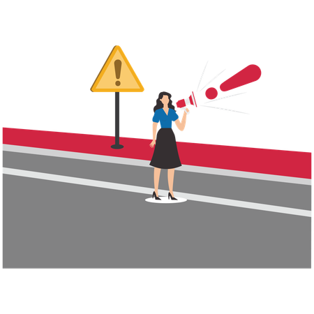 Businesswoman showing road danger  Illustration