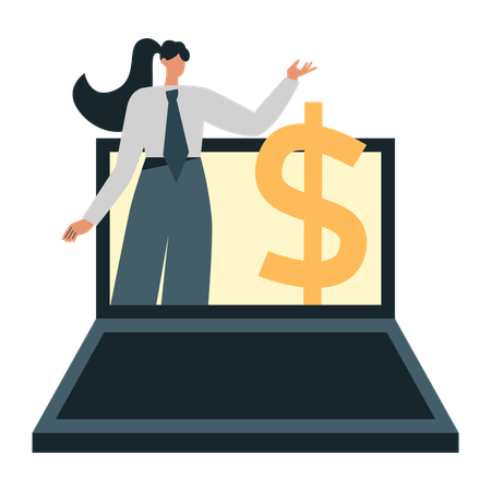 Businesswoman showing Sales Growth  Illustration