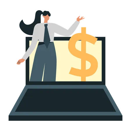 Businesswoman showing Sales Growth  Illustration