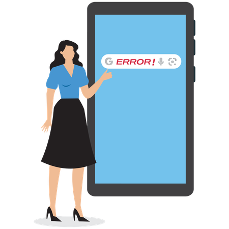 Businesswoman showing search error  Illustration