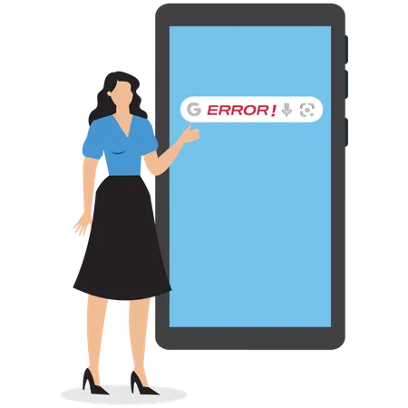 Businesswoman showing search error  Illustration