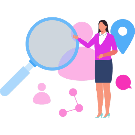 Businesswoman showing search for location pin  Illustration