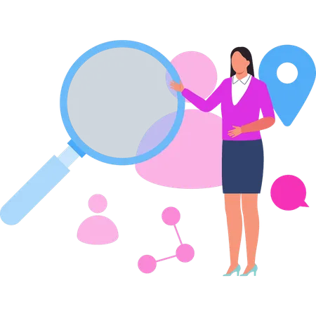 Businesswoman showing search for location pin  Illustration
