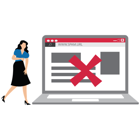 Businesswoman showing Suspicious and malicious hyperlinks  Illustration
