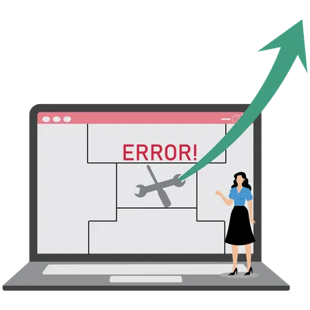 Businesswoman showing system error  Illustration