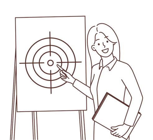 Businesswoman showing target on board  Illustration