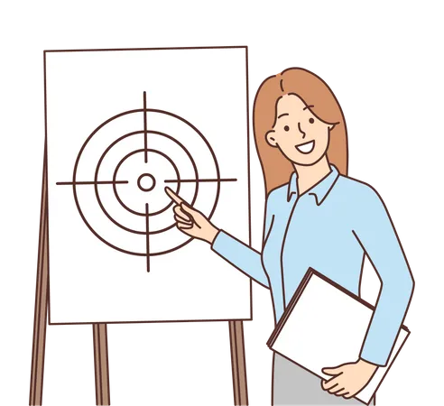 Businesswoman showing target on board  Illustration