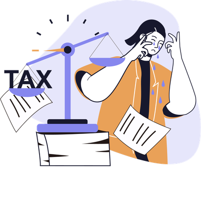 Businesswoman showing tax scale  Illustration