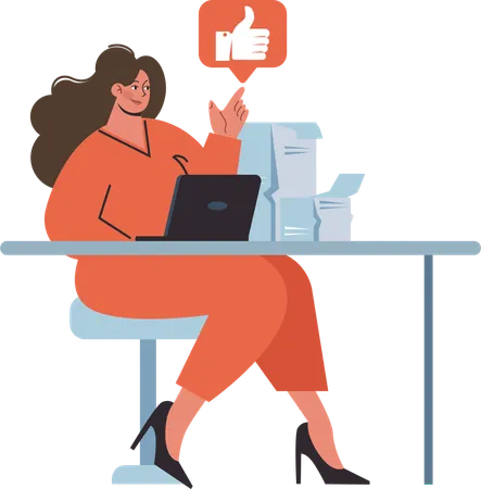 Businesswoman showing thumbup  Illustration