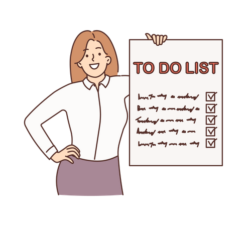 Businesswoman showing to do list  Illustration