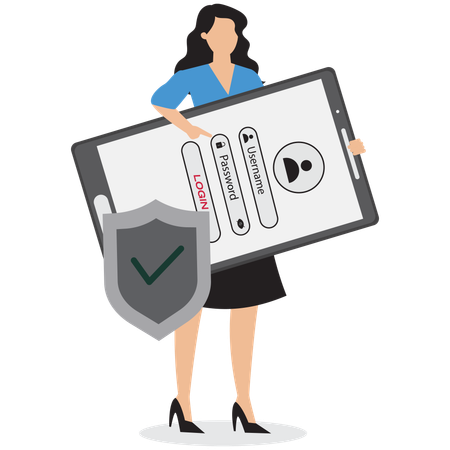 Businesswoman showing user protection  Illustration