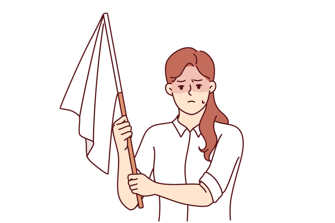 Businesswoman showing white flag  Illustration