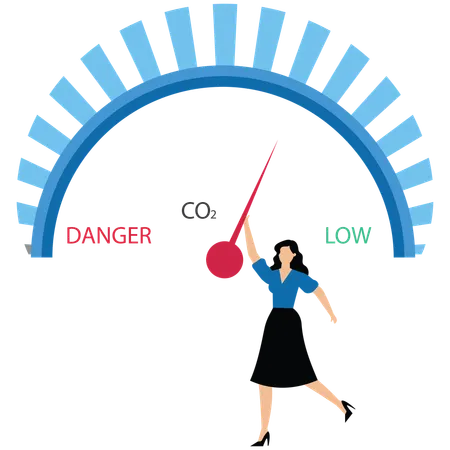 Businesswoman showing zero emission performance  Illustration