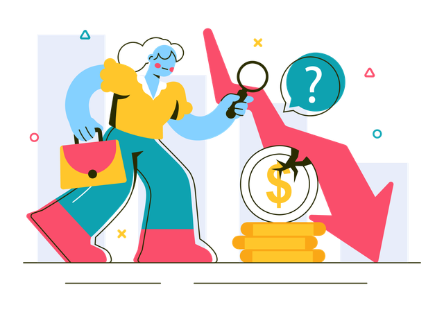 Businesswoman showingEconomic Recession Effects  Illustration