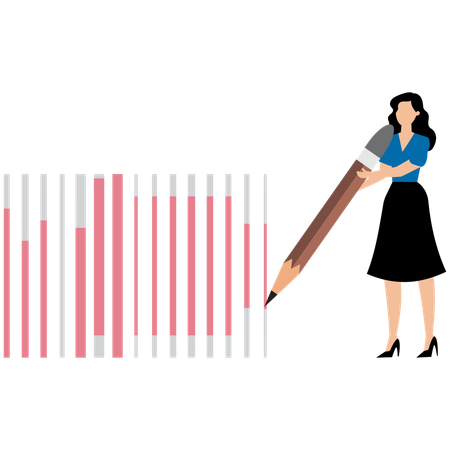 Businesswoman shows analysis chart  Illustration