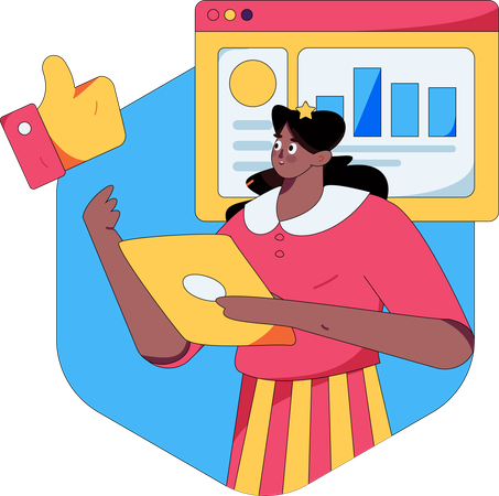Businesswoman shows analysis growth in conference  Illustration