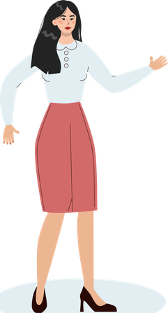 Businesswoman shows business direction  イラスト