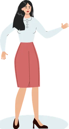 Businesswoman shows business direction  イラスト