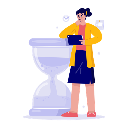 Businesswoman shows Deadline reminder  Illustration