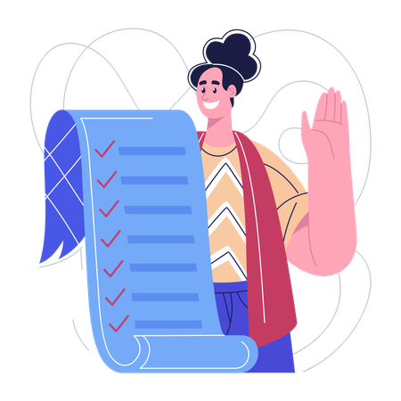 Businesswoman shows task list  Illustration