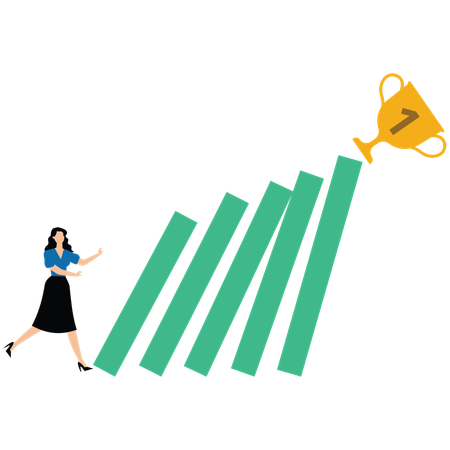 Businesswoman shows up business trophy  Illustration