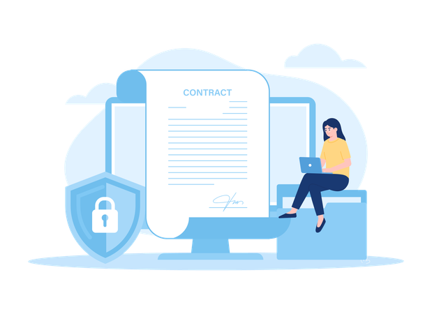 Businesswoman signing a business contract  Illustration