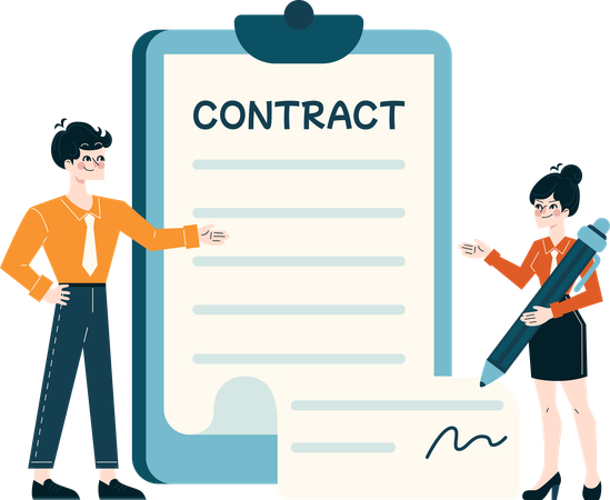 Businesswoman signing business contract  Illustration