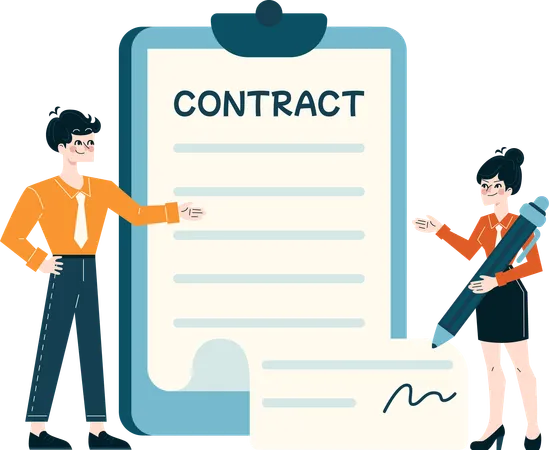 Businesswoman signing business contract  Illustration