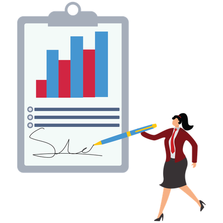 Businesswoman signing business contract  Illustration