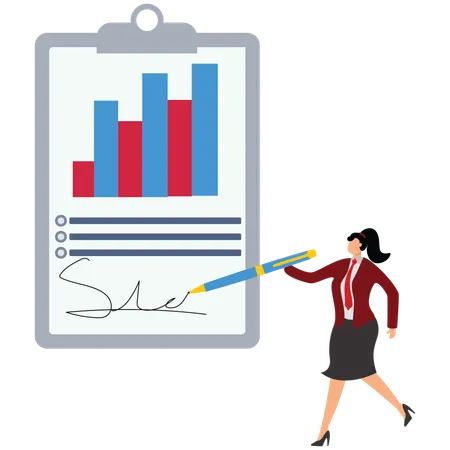 Businesswoman signing business contract  Illustration