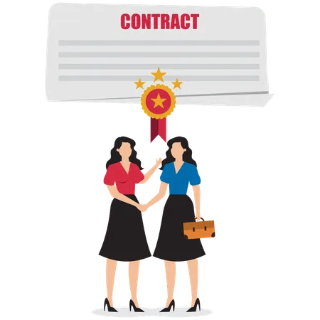 Businesswoman signing contract details  Illustration