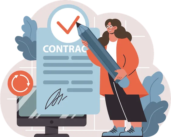 Businesswoman signs business contract  Illustration