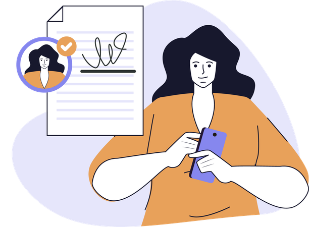 Businesswoman signs employee job offer  Illustration