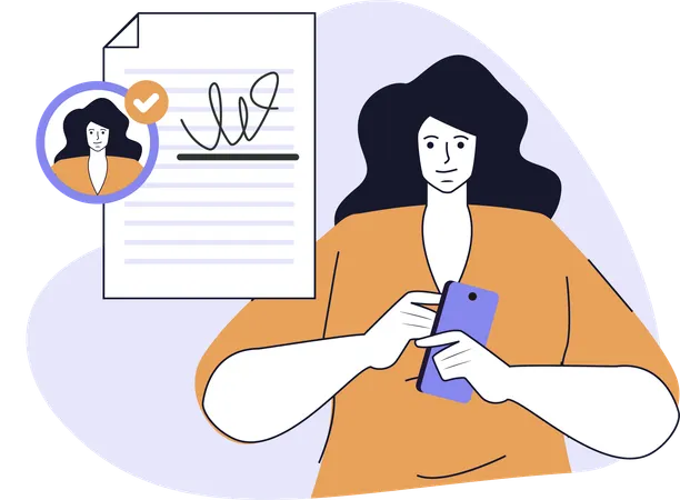 Businesswoman signs employee job offer  Illustration