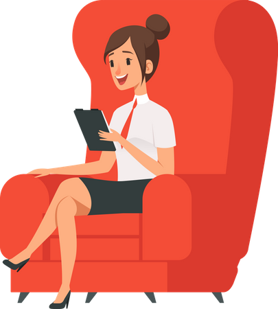 Businesswoman sitting on armchair Illustration