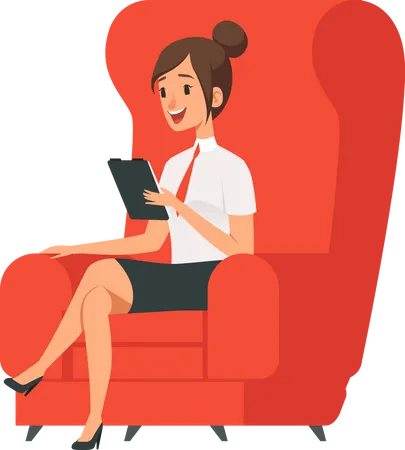 Businesswoman sitting on armchair  Illustration