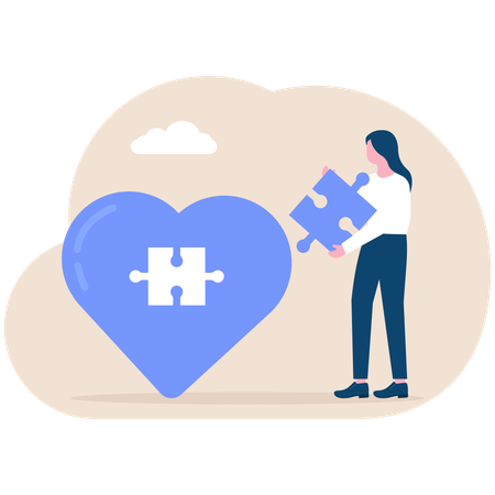 Businesswoman solves relationship problems  Illustration