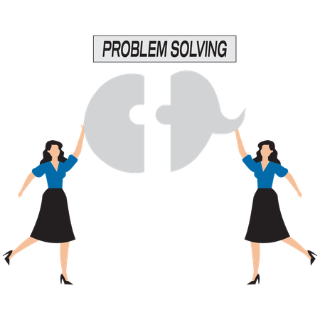 Businesswoman solving business problems  Illustration